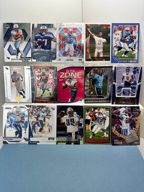 Eddie George/Chris “2K” Johnson w/ Steve McNair rookie card in Titans lot of 15